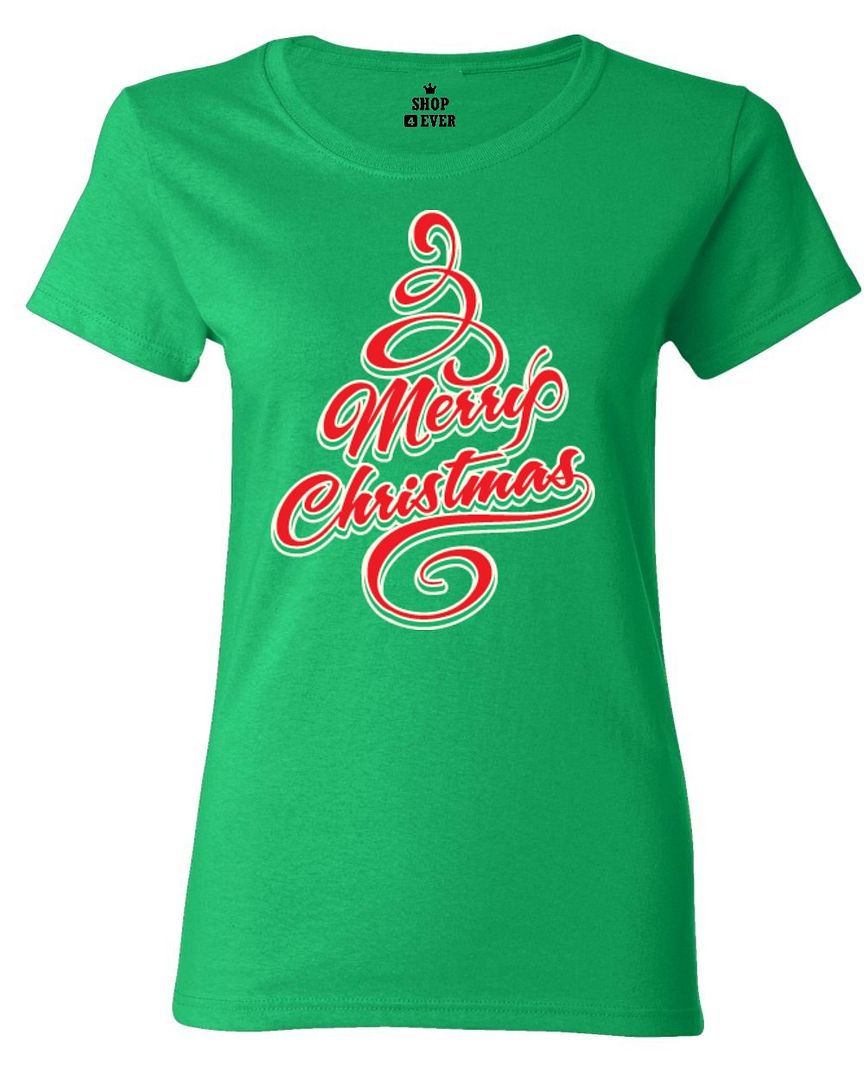 Merry Christmas Tree Women S T Shirt Santa Holiday Funny Xmas T Shirts Ebay